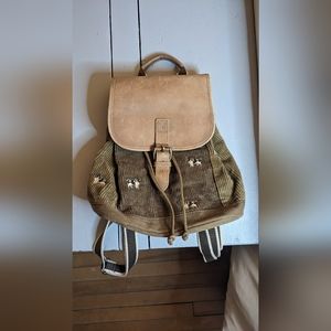 Vintage L.L Bean Mini Backpack/Purse Embroidered Dog Pattern